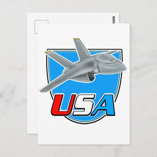 US Jet Flugzeug Logo Postkarte (Vorne/Hinten)