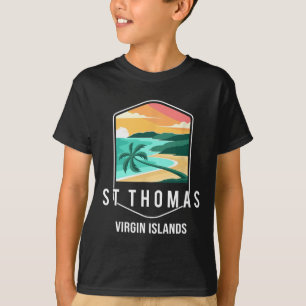 Us Jungferninseln Strand Sonnenuntergang Palme St  T-Shirt
