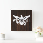 US-Jungfrau Flaggen Weißes und dunkles Holz Quadratische Wanduhr (Zuhause)