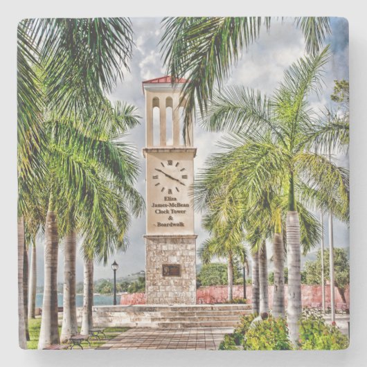 US-Jungfrau-Inseln Eliza James-McBoabohnen-Uhrturm Steinuntersetzer (Vorderseite)