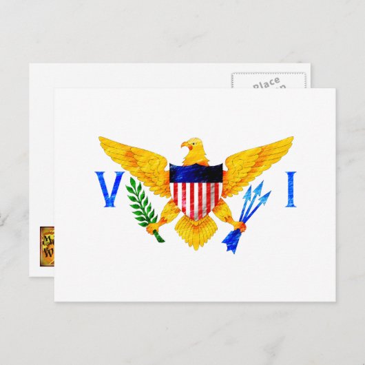 US JUNGFRAU INSELN FLAG POSTKARTE (Vorne/Hinten)