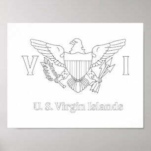 US Jungfrau Island Flag Adult Coloring Poster