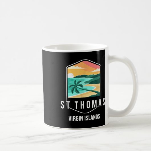Us Jungfrau Islands Beach Sunset Palm Tree St Thom Kaffeetasse (Rechts)