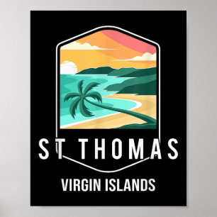 Us Jungfrau Islands Beach Sunset Palm Tree St Thom Poster
