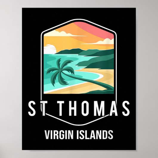 Us Jungfrau Islands Beach Sunset Palm Tree St Thom Poster (Vorne)