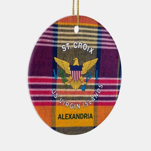 US Jungfrau Islands Flag St. Croix Madras Kariert Keramik Ornament (Rechts)