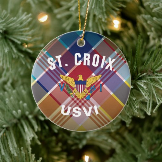 US Jungfrau Islands Flag St. Croix Madras Keramik Ornament (Baum)