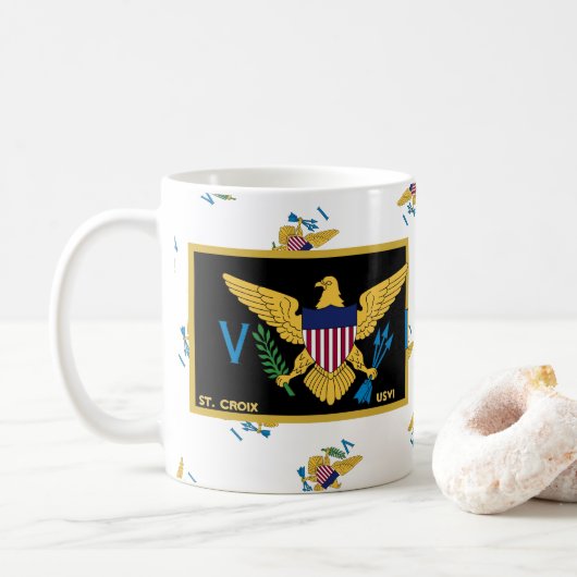 US Jungfrau Islands Flag St. Croix USVI Karibik Kaffeetasse (Mit Donut)