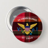 US Jungfrau Islands Flag St. Croix USVI Madras Button (Vorne & Hinten)