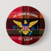 US Jungfrau Islands Flag St. Croix USVI Madras Button (Vorderseite)