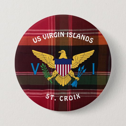 US Jungfrau Islands Flag St. Croix USVI Madras Button (Vorderseite)