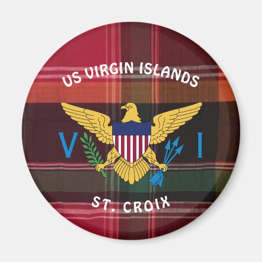 US Jungfrau Islands Flag St. Croix USVI Madras Magnet (Vorne)