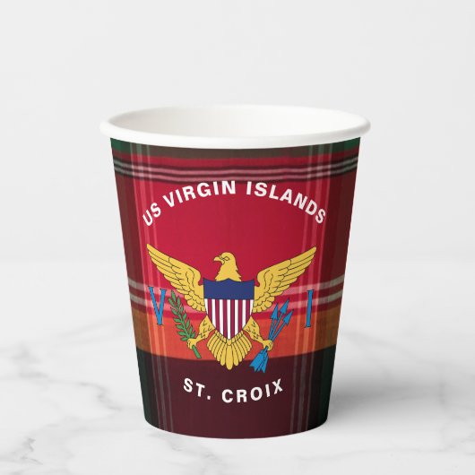 US Jungfrau Islands Flag St. Croix USVI Madras Pappbecher (Vorderseite)