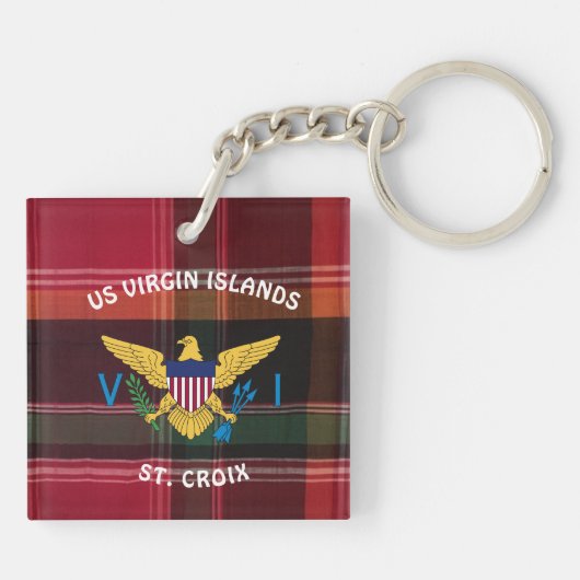 US Jungfrau Islands Flag St. Croix USVI Madras Schlüsselanhänger (Rückseite)