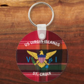 US Jungfrau Islands Flag St. Croix USVI Madras Schlüsselanhänger (Vorderseite)