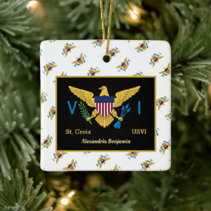 US Jungfrau Islands Flag St. Croix USVI Personaliz Keramikornament