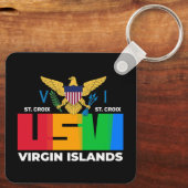 US Jungfrau Islands Flag St. Croix USVI Tropical Schlüsselanhänger (Rückseite)