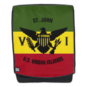 US Jungfrau Islands Flag St. John, Red Yellow Gree Rucksack (Vorderseite)