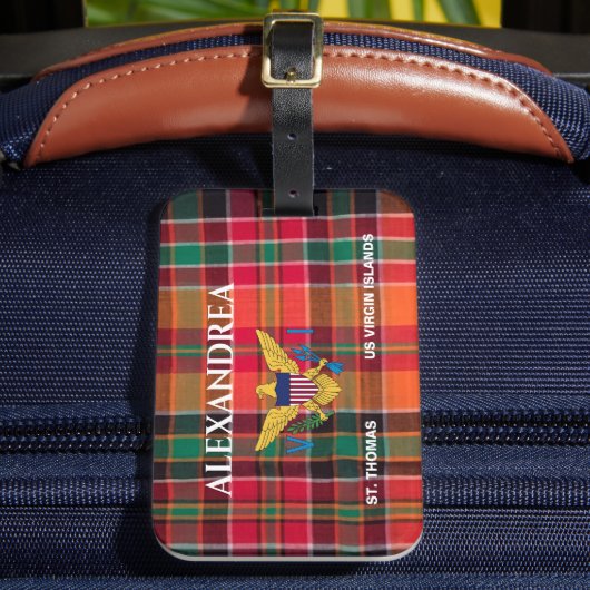 US Jungfrau Islands Flag St. Thomas Madras Custom Gepäckanhänger (Vorderseite Insitu 2)