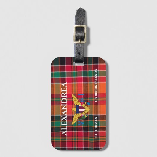 US Jungfrau Islands Flag St. Thomas Madras Custom Gepäckanhänger (Vorderseite Vertikal)