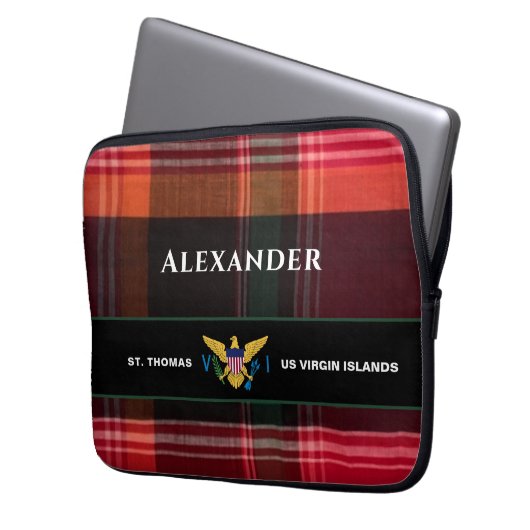 US Jungfrau Islands Flag St. Thomas Madras Custom Laptopschutzhülle (Vorderseite Links)