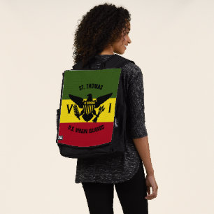 US Jungfrau Islands Flag St. Thomas Red Yellow Gre Rucksack