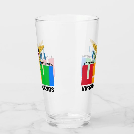 US Jungfrau Islands Flag St. Thomas USVI Karibik Glas (Links)