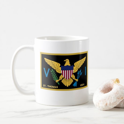 US Jungfrau Islands Flag St. Thomas USVI Karibik Kaffeetasse (Mit Donut)