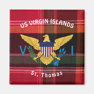US Jungfrau Islands Flag St. Thomas USVI Madras Magnet