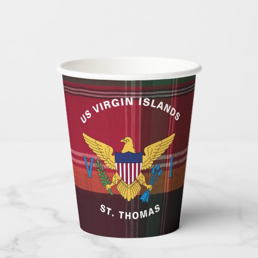 US Jungfrau Islands Flag St. Thomas USVI Pappbecher (Rückseite)