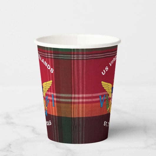 US Jungfrau Islands Flag St. Thomas USVI Pappbecher (Links)