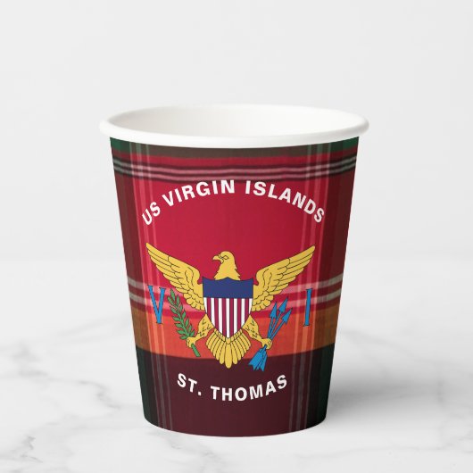 US Jungfrau Islands Flag St. Thomas USVI Pappbecher (Vorderseite)