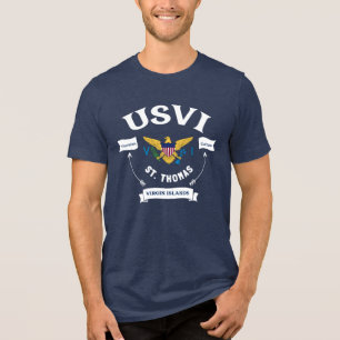 US Jungfrau Islands Flag St. Thomas USVI Tropical Tri-Blend Shirt