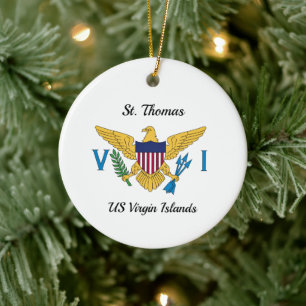 US Jungfrau Islands Flag St. Thomas USVI Weihnacht Keramik Ornament