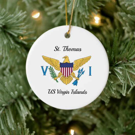 US Jungfrau Islands Flag St. Thomas USVI Weihnacht Keramik Ornament (Baum)