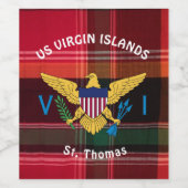 US Jungfrau Islands Flag St. Thomas USVI Weinetikett (Einzelnes Label)