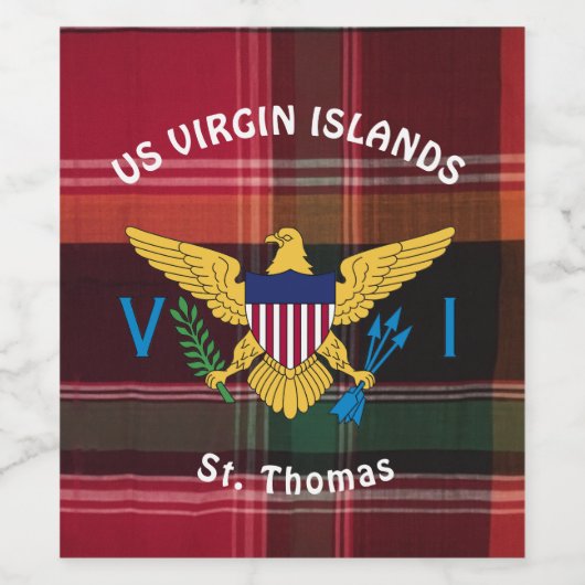 US Jungfrau Islands Flag St. Thomas USVI Weinetikett (Einzelnes Label)