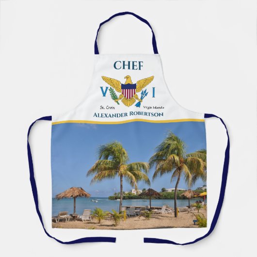 US Jungfrau Islands Flag USVI St Croix Beach Custo Schürze (Vorderseite)