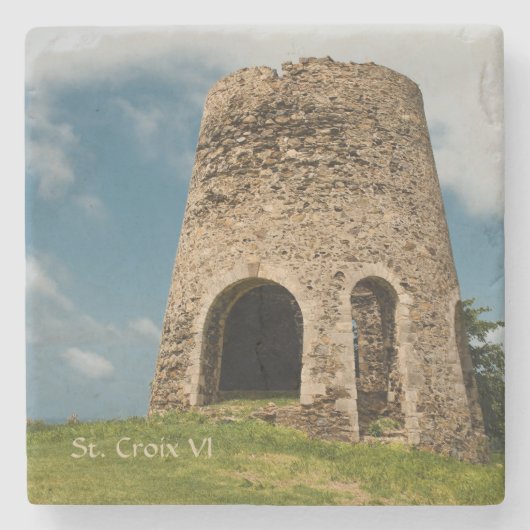 US Jungfrau Islands St Croix Sugar Mill Karibik Steinuntersetzer (Vorderseite)