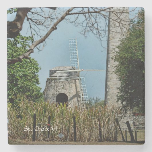 US Jungfrau Islands St Croix Sugar Mill USVI Custo Steinuntersetzer (Vorderseite)