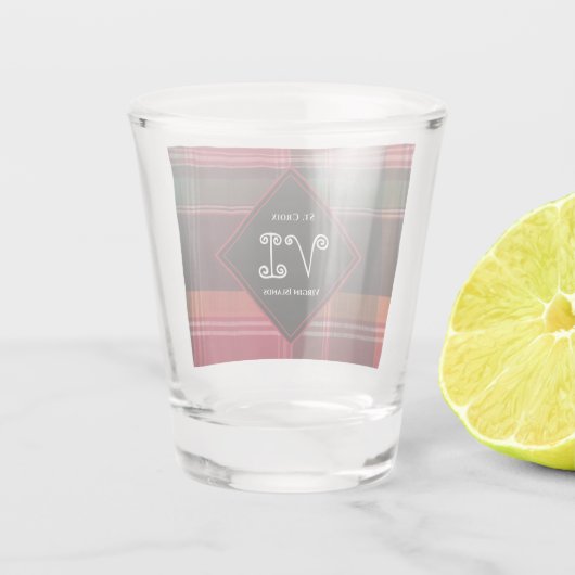 US Jungfrau Islands St. Croix USVI Madras Kariert Schnapsglas (Rückseite)