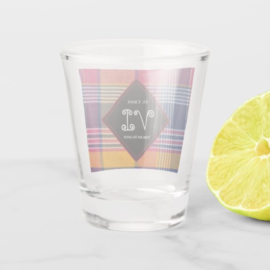 US Jungfrau Islands St. Croix USVI Madras Muster Schnapsglas (Rückseite)