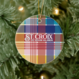US Jungfrau Islands St. Croix USVI Madras Weihnach Keramik Ornament