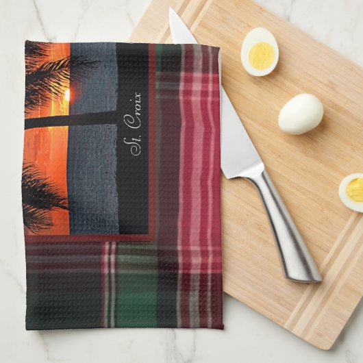 US Jungfrau Islands St. Croix USVI Sunset Madras Geschirrtuch (Viertel Falte)