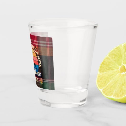 US Jungfrau Islands St. Croix USVI Tropical Madras Schnapsglas (Rechts)