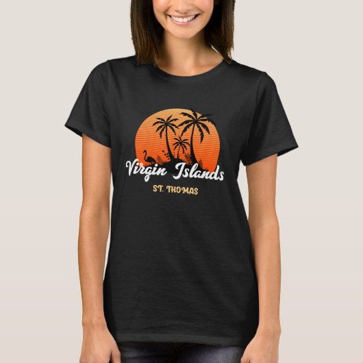 US Jungfrau Islands St. Thomas USVI Sunset Palms T-Shirt (Vorderseite)