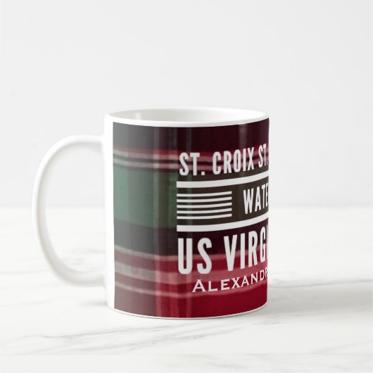 US Jungfrau Islands USVI Caribbean Madras Custom Kaffeetasse (Links)