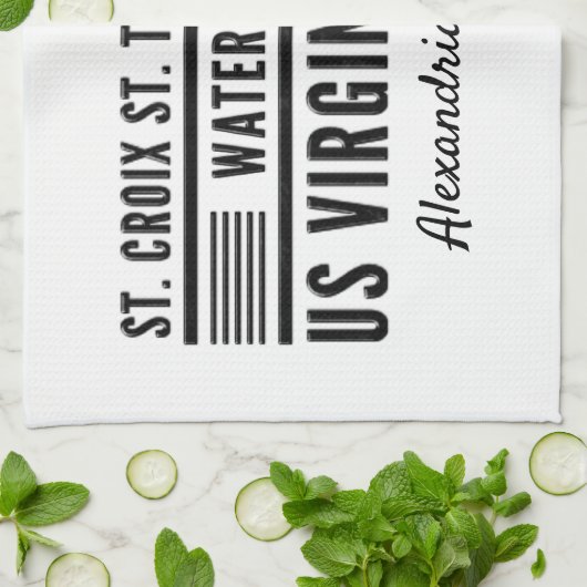 US Jungfrau Islands USVI Caribbean Name Geschirrtuch (Gefaltet)