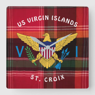 US Jungfrau Islands USVI Flag St. Croix Madras Quadratische Wanduhr