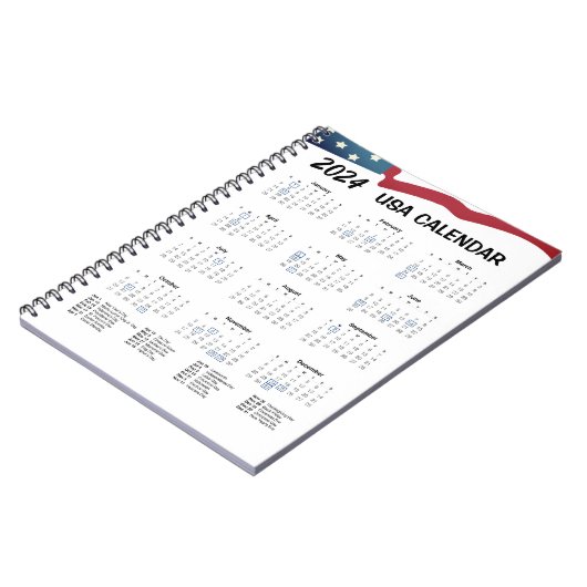US-Kalender 2024 Notizblock (Linke Seite)